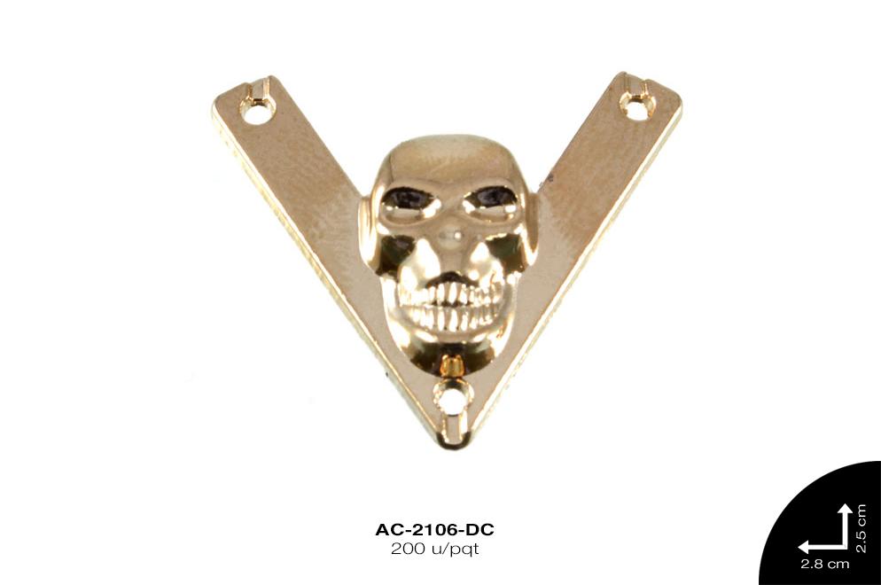 PUNTERA METALICA FINA CALAVERA 25mm REF: GJ017 DORADO CLARO