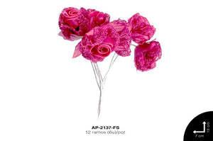 RAMO FLOR TELA 10cm REF: 2011-16 #1 FUCSIA 12 ramos(6u)/pqt