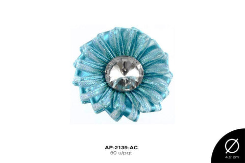 APLIC FLOR LUREX AB 40mm REF: FLP-100 AZUL CELESTE 50 u/pqt