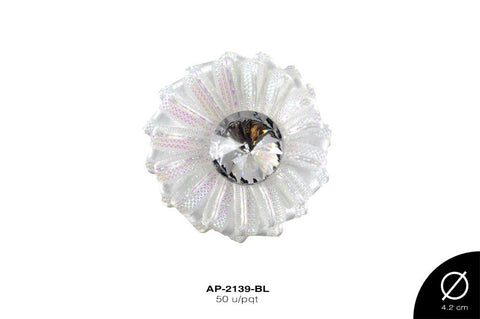 APLIC FLOR LUREX AB 40mm REF: FLP-100 BLANCO 50 u/pqt