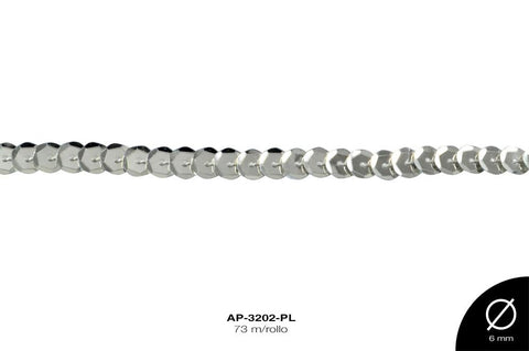 TIRA LENT CONCAVA REF: 6 mm PLATA 73 m/rollo