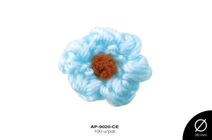 APLIC FLOR CROCHET 24 mm REF:10 CIELO 100 u/pqt