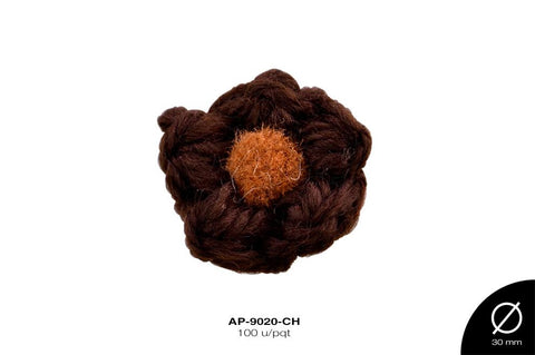 APLIC FLOR CROCHET 24 mm REF:10 CHOCOLATE 100 u/pqt