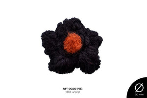 APLIC FLOR CROCHET 24 mm REF:10 NEGRO 100 u/pqt