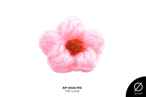 APLIC FLOR CROCHET 24 mm REF:10 ROSA 100 u/pqt