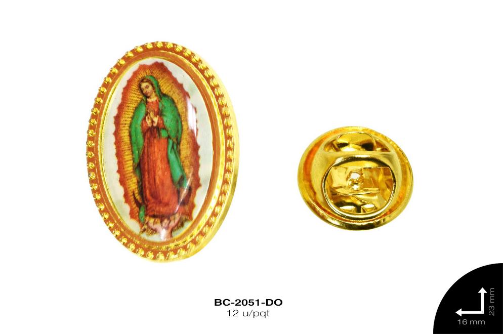 PRENDEDOR MET OVAL VGN GUADALUPE REF: 23X16mm DORADO 12 u/pq