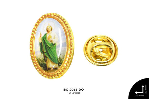 PRENDEDOR MET OVAL SAN JUDAS REF: 23X16mm DORADO 12 u/pqt