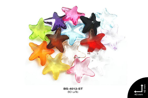 ACRILICO TRANSP ESTRELLA MAR 40mm REF: 221 SURTIDO 80 u/lb