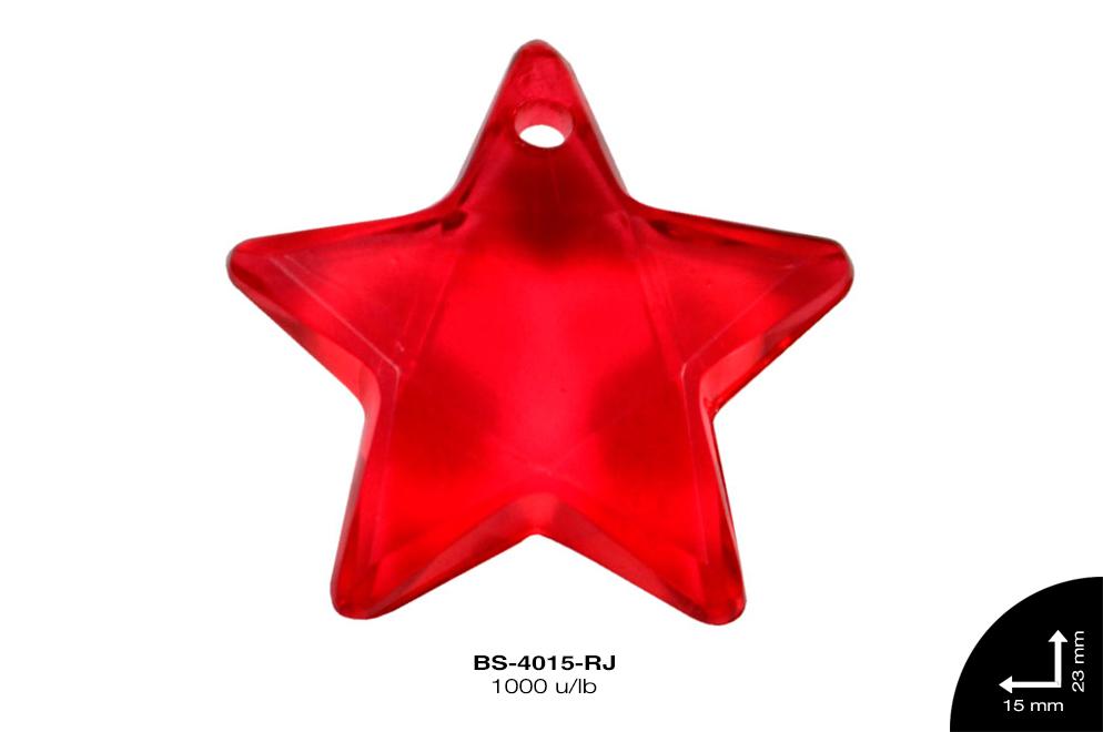 ACRILICO TRANSP ESTRELLA  14mm REF: 182 ROJO 1000 u/lb