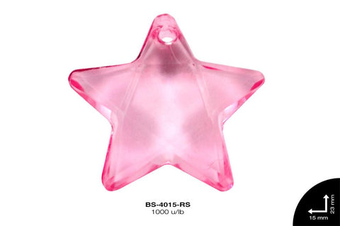 ACRILICO TRANSP ESTRELLA  14mm REF: 182 ROSA 1000 u/lb