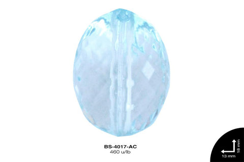 ACRILICO TRANSP OVAL 13mm REF: 127 AZUL CELESTE 460 u/lb