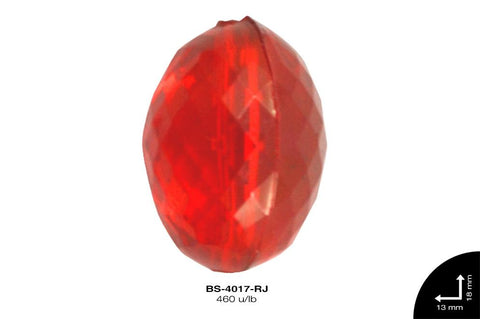 ACRILICO TRANSP OVAL 13mm REF: 127 ROJO 460 u/lb