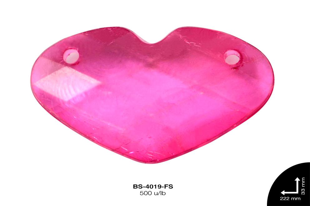 ACRILICO TRANSP CORAZON 14mm REF: 399 FUCSIA 500 u/lb