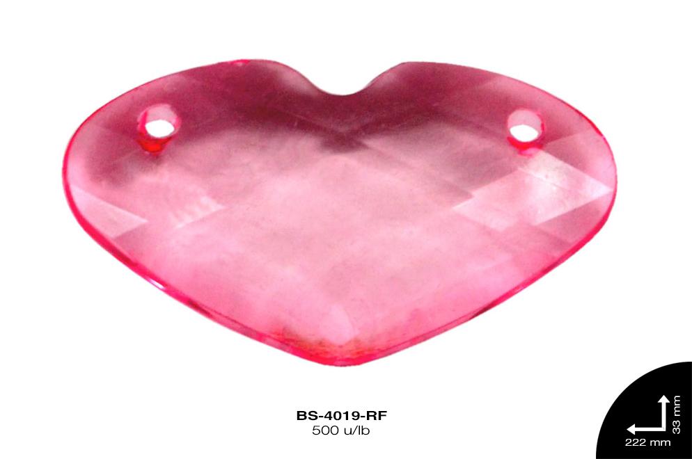 ACRILICO TRANSP CORAZON 14mm REF: 399 ROSA FUERTE 500 u/lb