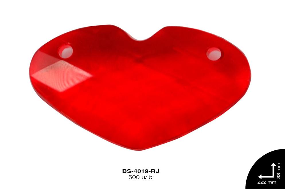 ACRILICO TRANSP CORAZON 14mm REF: 399 ROJO 500 u/lb