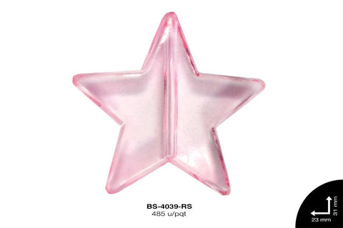 ACRILICO TRANSP ESTRELLA 21mm REF: 337  ROSA 485 u/pqt(.5kg)