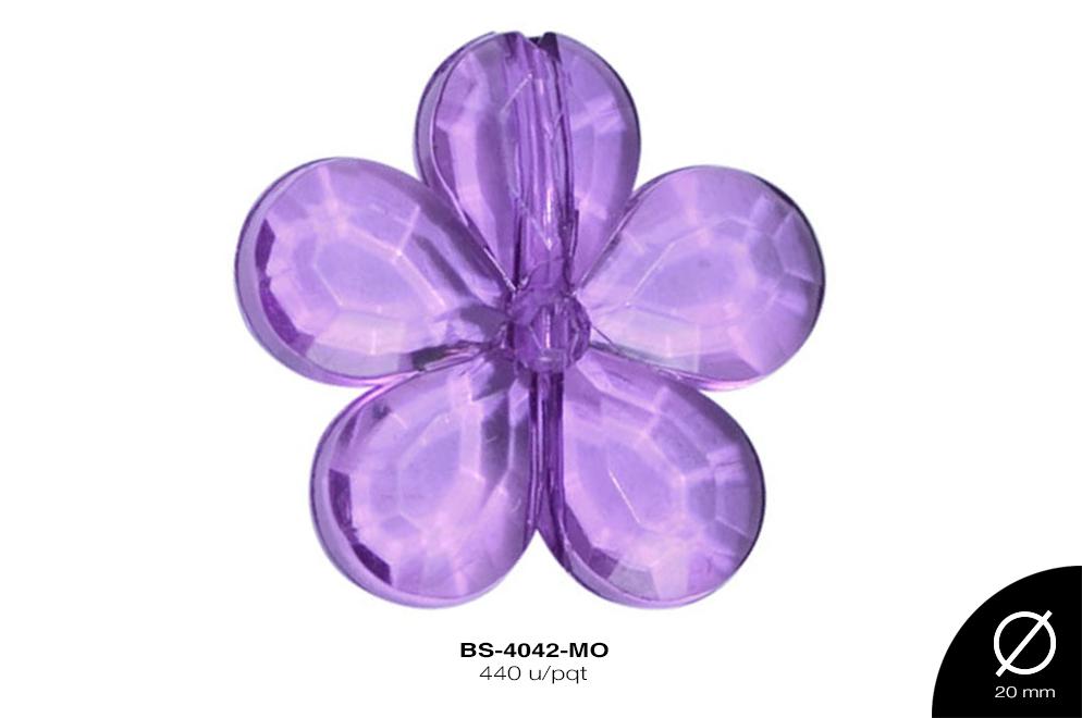 ACRILICO TRANSP FLOR 20mm REF: 203  MORADO 440 u/pqt(.5kg)