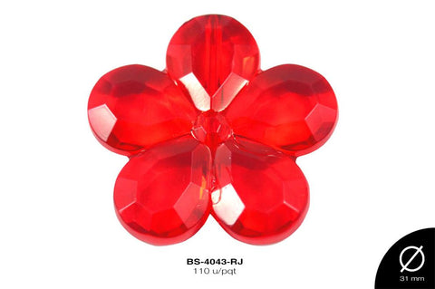 ACRILICO TRANSP FLOR 31mm REF: 441  ROJO 110 u/pqt(.5kg)