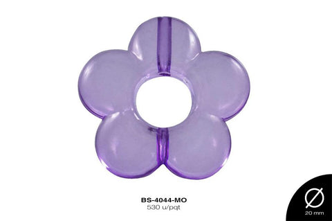 ACRILICO TRANSP FLOR HUECO 20mm REF: 378  MORADO 530 u/pqt(.