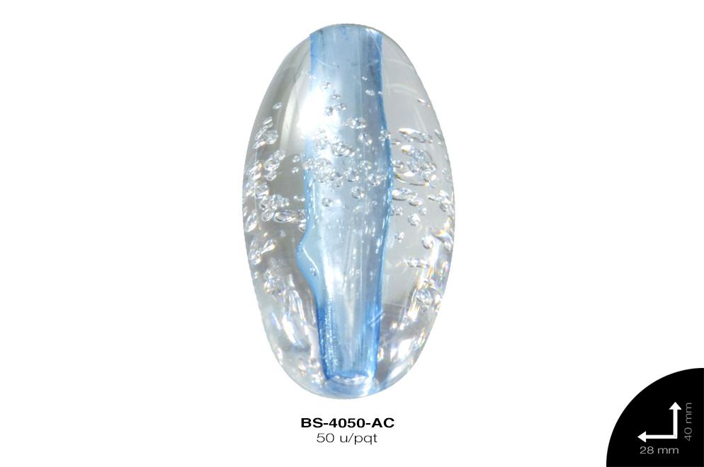 ACR TRANSP CENT OVAL B 40mm REF: KB-002 AZUL CELESTE 50 u/pq