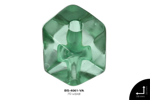 ACR TRANSP HEX 20mm REF: K-0013 VERDE AGUA 70 u/pqt(.5kg)