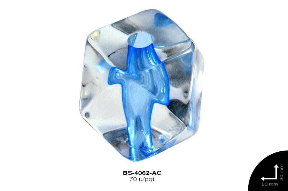 ACR TRANSP CENT HEX 20mm REF: K-0013 AZUL CELESTE 70 u/pqt(.