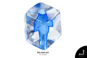 ACR TRANSP CENT HEX 20mm REF: K-0013 AZUL 70 u/pqt(.5kg)