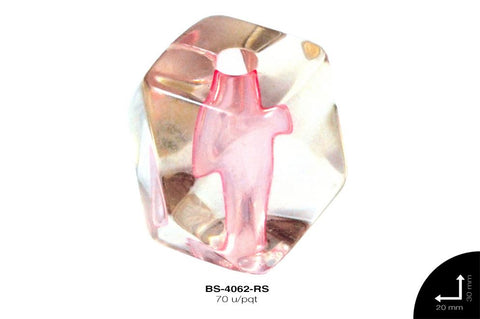 ACR TRANSP CENT HEX 20mm REF: K-0013 ROSA 70 u/pqt(.5kg)