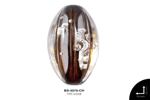 ACR TRANSP CENT OVAL RAYA 25mm REF: K-0044 CHOCOLATE 150 u/p