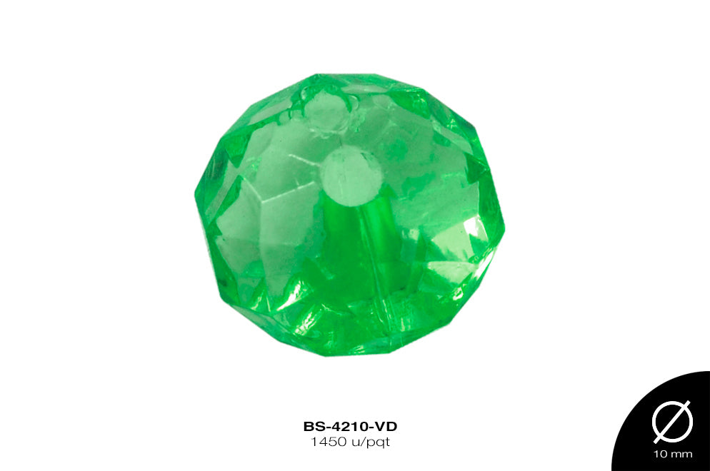 ACRILICO TRANSP RONDELA 10mm REF: 713 VERDE 1450 u/pqt(.5kg)