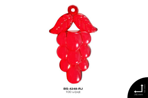 ACRILICO UVAS 44X26mm REF: 245# ROJO 100 u/pqt(.5kg)