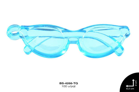 ACRILICO GAFAS 62X20mm REF: 983# TURQUESA 100 u/pqt(.5kg)