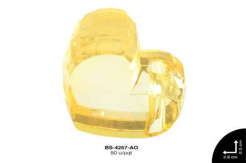 ACRILICO CORAZON 23X28X14mm REF: 982# AMARILLO 80 u/pqt(.5kg