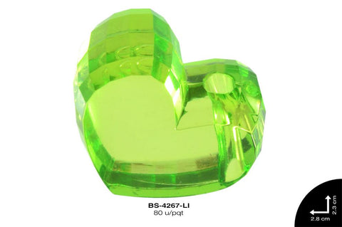 ACRILICO CORAZON 23X28X14mm REF: 982# LIMON 80 u/pqt(.5kg)