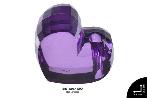 ACRILICO CORAZON 23X28X14mm REF: 982# MORADO 80 u/pqt(.5kg)