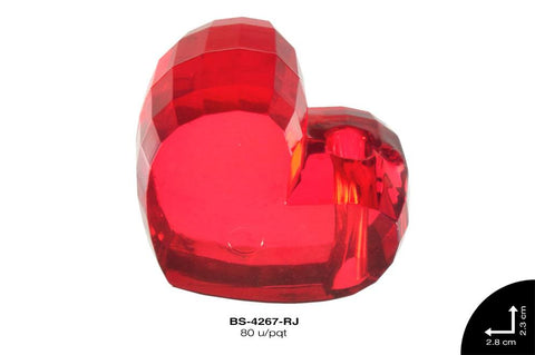 ACRILICO CORAZON 23X28X14mm REF: 982# ROJO 80 u/pqt(.5kg)