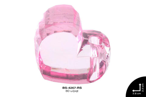 ACRILICO CORAZON 23X28X14mm REF: 982# ROSA 80 u/pqt(.5kg)