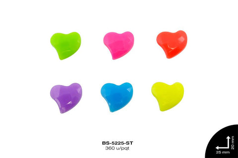 ACRILICO NEON CORAZON 17mm REF: 4456 SURTIDO 360 u/pqt(.5kg)