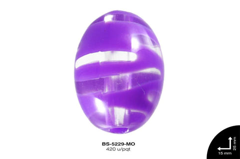 ACRILICO RAYAS OVAL 15mm REF: C084 MORADO 420 u/pqt(lb)