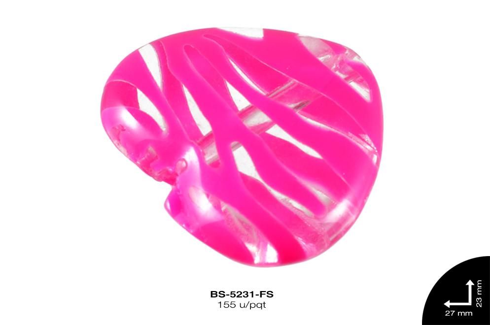 ACRILICO RAYAS CORAZON 23mm REF: C015 FUCSIA 155 u/pqt(lb)