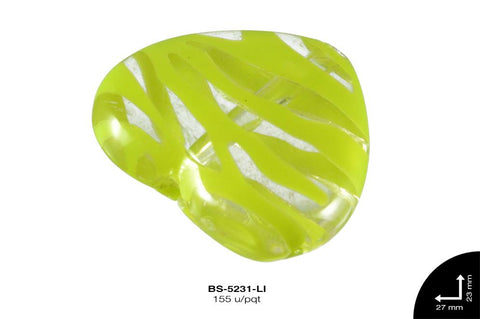 ACRILICO RAYAS CORAZON 23mm REF: C015 LIMON 155 u/pqt(lb)