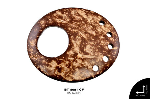 PLACA COCO OVAL 60X53 mm REF: A-1051 CAFÉ 50 u/pqt