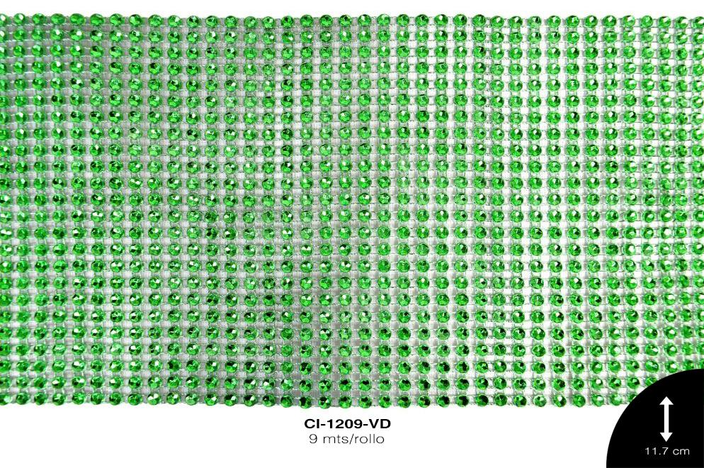 STRASS PLAST IMIT PIEDRA 11.5cm REF: 24X180 VERDE 9 m/pqt