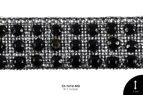 STRASS ADHESIVO 3 LINEAS REF: 1055 NEGRO 9.1 m/pqt