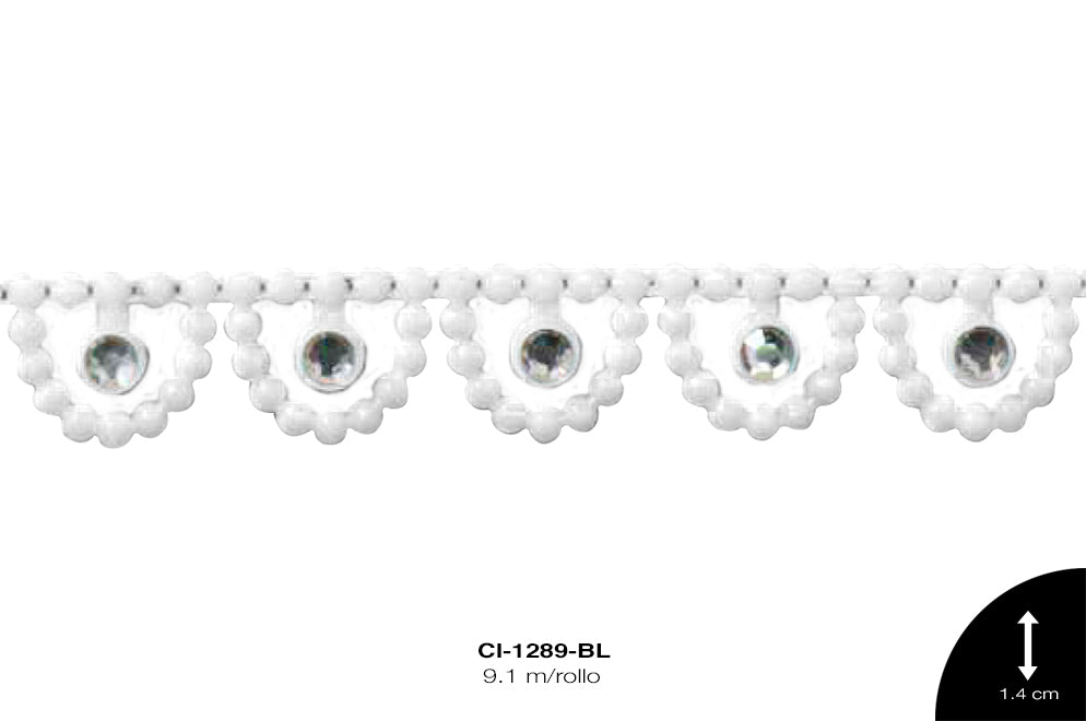 STRASS PLAST OLAN 14mm REF: A-31 BLANCO 9 m/pqt