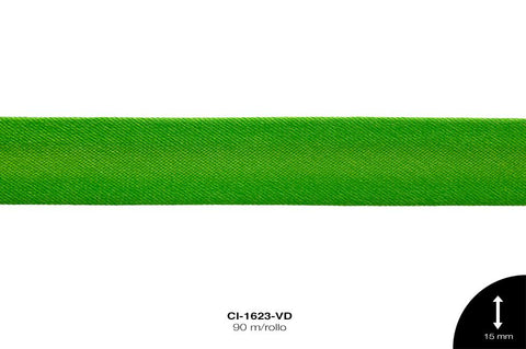 SESGO SATIN PLANO 15 mm REF: 320 VERDE 90 m/rollo