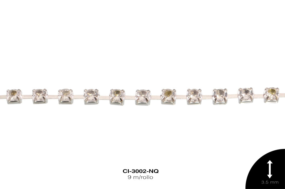 STRASS METALICO REF: 14SS 3.5 mm NIQUEL 9 m/rollo