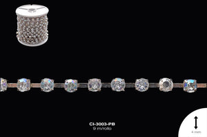 STRASS METALICO REF: 16SS 4 mm PLATA BOREAL 9 m/rollo