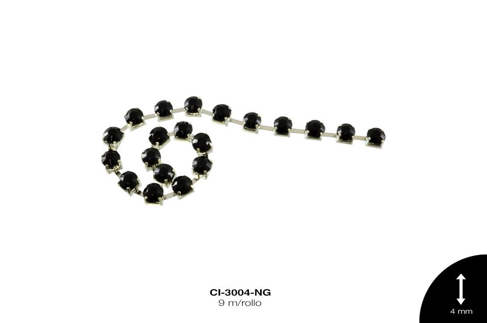 STRASS METALICO LATON PL 1L REF: 16SS 4mm NEGRO 9 m/rollo