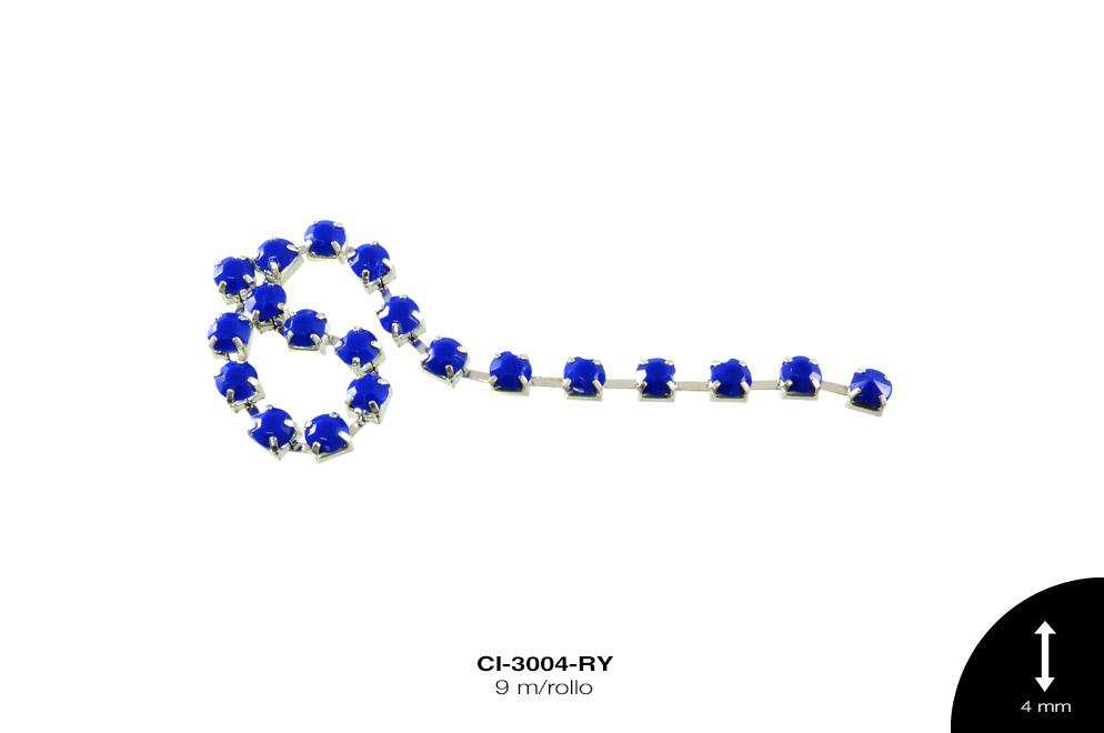 STRASS METALICO LATON PL 1L REF: 16SS 4mm AZUL REY 9 m/rollo